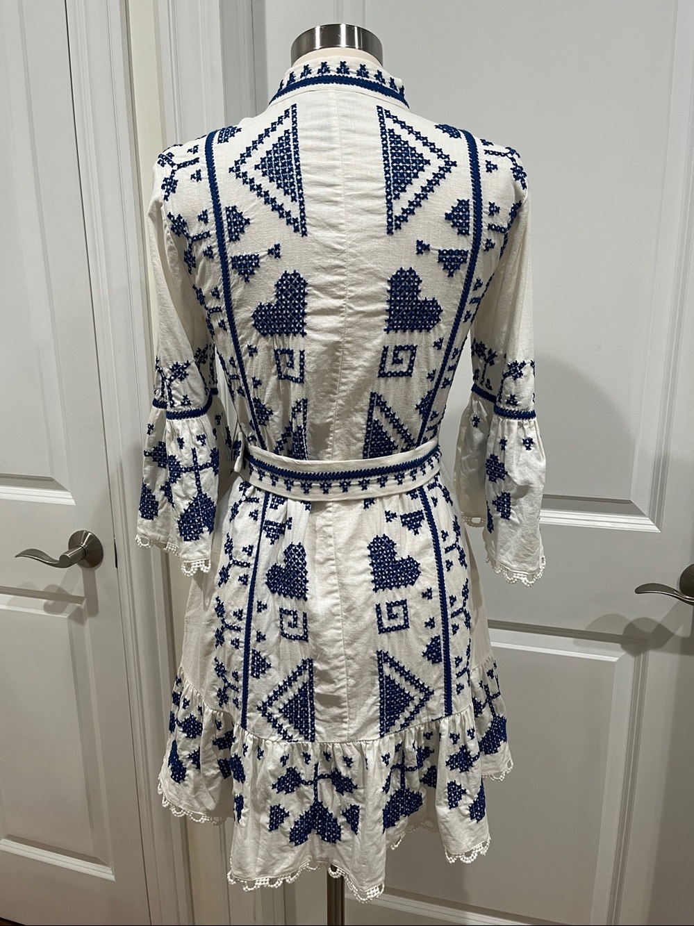 FARM Rio Cross-Stitch Blue and White Dress - Picture 6 of 16